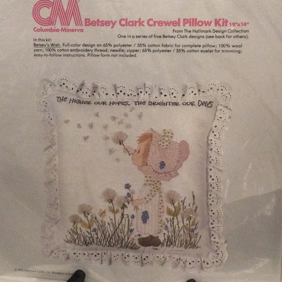 NIB Betsey Clark Crewel Pillow Kit “Betsey’s Wish” girl in bonnet - Picture 1 of 6